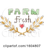 Poster, Art Print Of Farm Fresh Design Of A Heart And Wheat