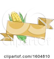 Clipart Of A Ribbon Banner And Ear Of Corn Royalty Free Vector Illustration