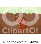 Clipart Of A Happy Sleeping Mascot Seed Planted In The Soil Waiting For Growth Royalty Free Vector Illustration