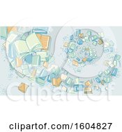 Clipart Of A Sketched Spiral Of Books Royalty Free Vector Illustration