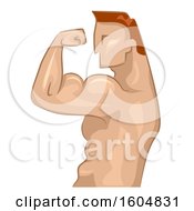 Poster, Art Print Of Profiled Bodybuilder Flexing His Biceps