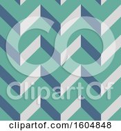 Poster, Art Print Of Green And Blue Seamless Chevron Background Pattern