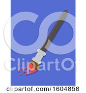 Clipart Of A Paintbrush Dipped In Red Paint With Pixels On Blue Royalty Free Vector Illustration
