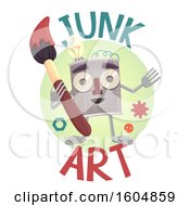 Poster, Art Print Of Junk Art Design With A Tin Can Man Holding A Paintbrush