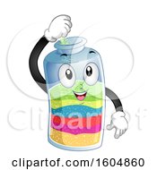 Clipart Of A Sand Bottle Character Pouring Different Color Layers Royalty Free Vector Illustration