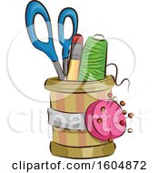 Clipart Of A Sewing Kit Royalty Free Vector Illustration