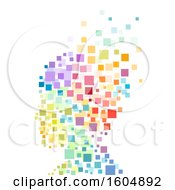 Pixel Art Silhouetted Person With Colorful Floating Squares