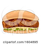 Clipart Of The Word Between Inside A Hamburger Royalty Free Vector Illustration