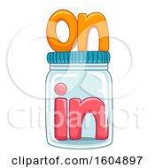 Clipart Of The Words On And In With A Blank Clear Glass Container Royalty Free Vector Illustration by BNP Design Studio