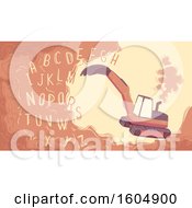 Clipart Of An Excavator Digging The Alphabet Out From The Soil Royalty Free Vector Illustration by BNP Design Studio