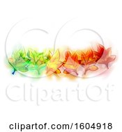 Poster, Art Print Of Design With Colorful Autumn Leaves And Flares On A White Background