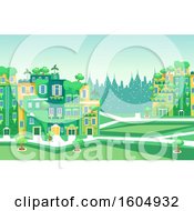 Clipart Of A Garden City With Plants And Trees Royalty Free Vector Illustration