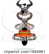 Clipart Of A Cartoon Meditating Zen Wildebeest Royalty Free Vector Illustration