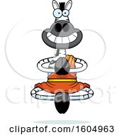 Clipart Of A Cartoon Meditating And Grinning Zen Zebra Royalty Free Vector Illustration by Cory Thoman