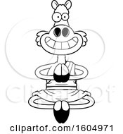 Clipart Of A Cartoon Black And White Meditating And Grinning Zen Llama Royalty Free Vector Illustration