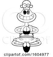 Poster, Art Print Of Cartoon Black And White Meditating And Grinning Zen Sheep