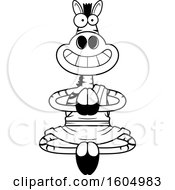 Clipart Of A Cartoon Black And White Meditating And Grinning Zen Zebra Royalty Free Vector Illustration