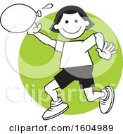 Girl Throwing A Water Balloon On Field Day Over A Green Circle