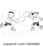 Clipart Of A Boy And Girl Throwing A Water Balloons On Field Day Royalty Free Vector Illustration
