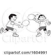 Clipart Of A Boy And Girl Throwing A Water Balloons On Field Day Royalty Free Vector Illustration by Johnny Sajem