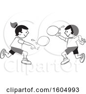 Poster, Art Print Of Boy And Girl Throwing A Water Balloons On Field Day