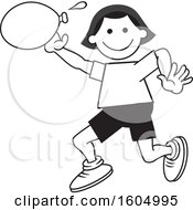 Girl Throwing A Water Balloon On Field Day