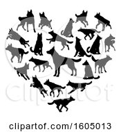 Poster, Art Print Of Heart Made Of Silhouetted Dogs
