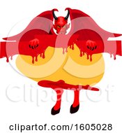 Clipart Of A Demon Holding A Sign Royalty Free Vector Illustration by Vector Tradition SM