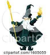 Poster, Art Print Of Wizard Throwing A Fire Ball