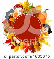 Clipart Of A Fall Frame With Autumn Foliage And Plants Royalty Free Vector Illustration