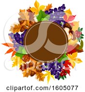 Poster, Art Print Of Fall Frame With Autumn Foliage And Plants
