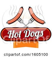 Clipart Of Hot Dogs On Crossed Forks Royalty Free Vector Illustration