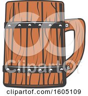 Clipart Of A Wooden Beer Mug Royalty Free Vector Illustration