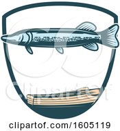Poster, Art Print Of Fishing Pike And Boat Design