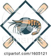 Poster, Art Print Of Fishing Design With A Shrimp And Crossed Paddles