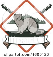 Poster, Art Print Of Weasel Hunting Design With Rifles In A Diamond