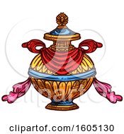 Clipart Of A Sketched Buddhist Bumpa Treasure Vase Royalty Free Vector Illustration by Vector Tradition SM
