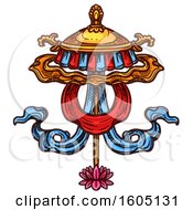 Clipart Of A Sketched Buddhist Dhvaja Victory Banner Royalty Free Vector Illustration
