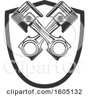 Clipart Of A Crossed Piston Shield Design Royalty Free Vector Illustration by Vector Tradition SM