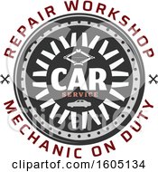 Clipart Of A Car Service Repair Workshop Design Royalty Free Vector Illustration