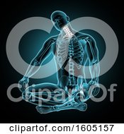 Poster, Art Print Of 3d Xray Man With Visible Skeleton And Neck Bones Highlighted Over Blue And Black