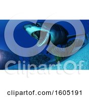 Poster, Art Print Of 3d Swimming White Shark Underwater
