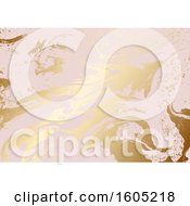 Clipart Of A Metallic Pink And Gold Background Royalty Free Vector Illustration