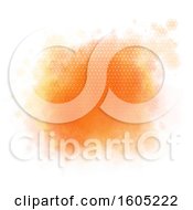 Clipart Of A Halftone And Orange Watercolor Paint And White Background Royalty Free Vector Illustration