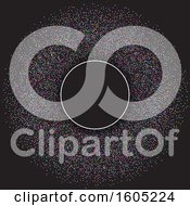 Clipart Of A Frame Over A Circle Of Colorful Dots On Black Royalty Free Vector Illustration