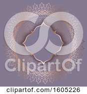 Clipart Of A Frame Over A Fancy Golden Mandala On Purple Royalty Free Vector Illustration