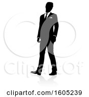 Poster, Art Print Of Silhouetted Business Man With A Reflection Or Shadow On A White Background
