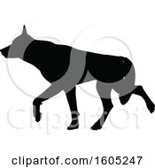 Clipart Of A Black Silhouetted German Shepherd Dog Royalty Free Vector Illustration by AtStockIllustration