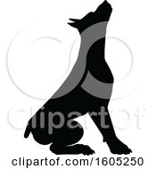 Black Silhouetted Dobermann Dog Sitting