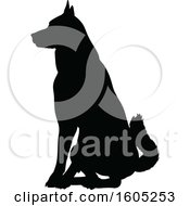 Poster, Art Print Of Black Silhouetted German Shepherd Dog Sitting
